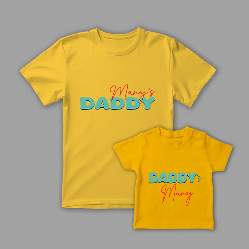 Celebrate the Fathers' day with "Daddy's baby and Baby's Daddy" Combo Yellow T-shirts