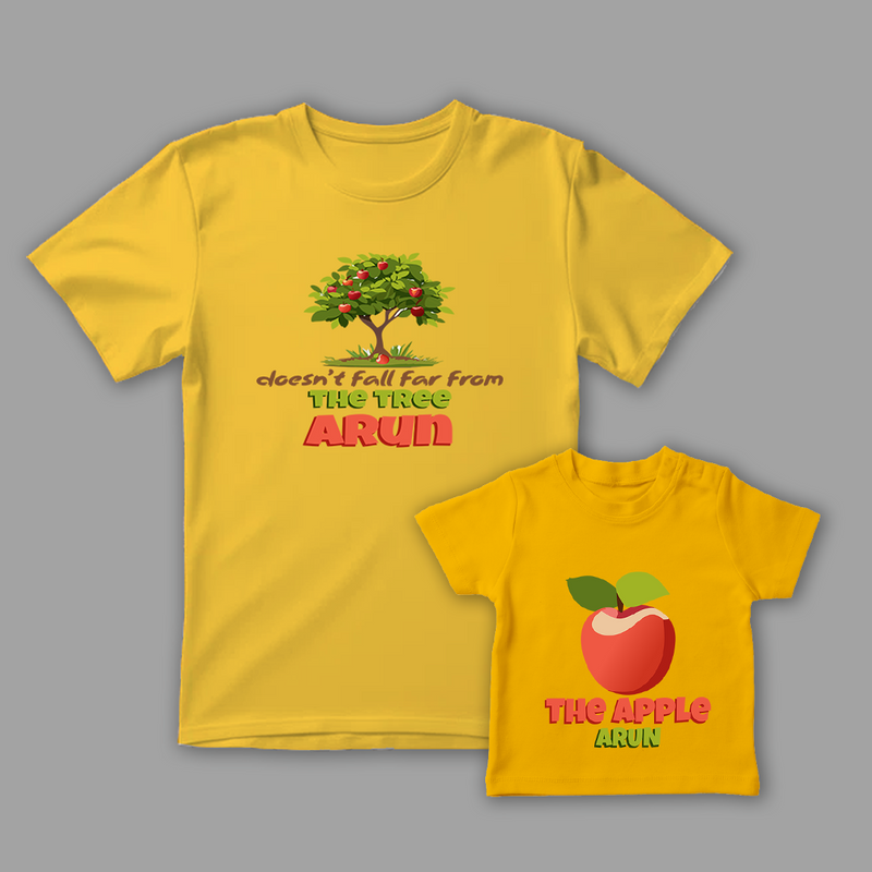 Celebrate the Fathers' day with "Apple and Apple tree" Yellow Colored Combo T-shirt