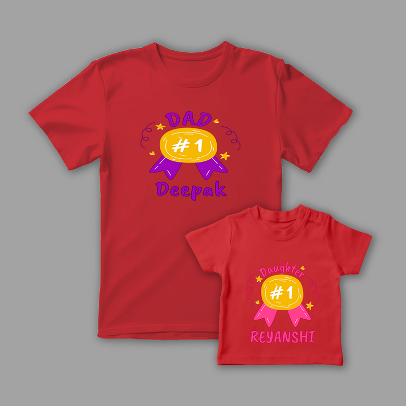 Celebrate the Fathers' day with "Dad & Daughter" Red Colored Combo T-shirt