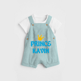 Celebrate "Prince" Themed Personalised Kids Dungaree - ARCTIC BLUE - 0 - 5 Months Old (Chest 18")
