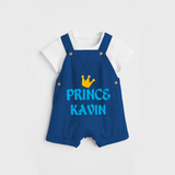 Celebrate "Prince" Themed Personalised Kids Dungaree - COBALT BLUE - 0 - 5 Months Old (Chest 18")