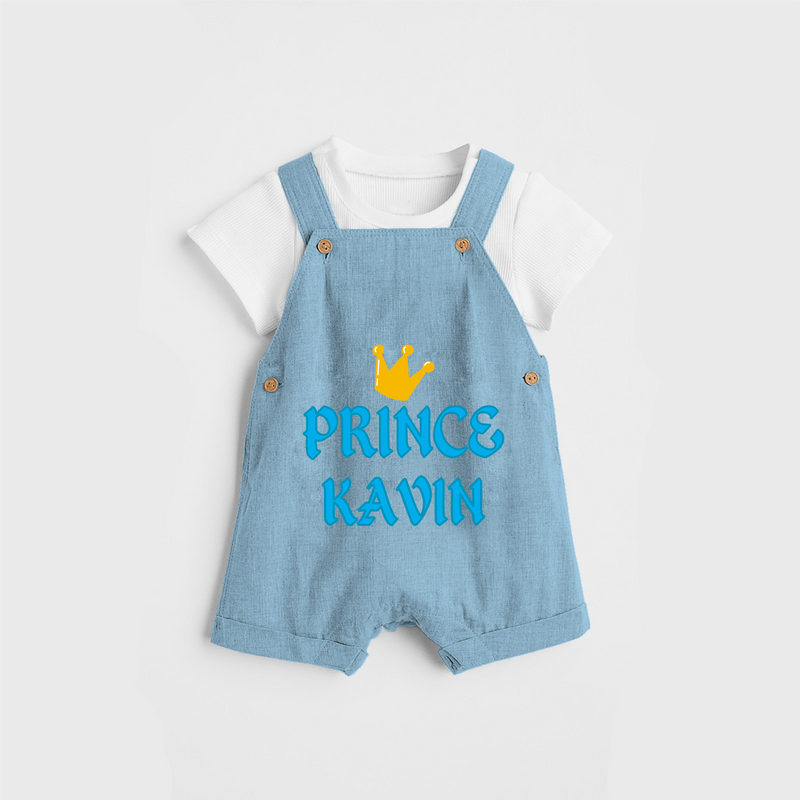Celebrate "Prince" Themed Personalised Kids Dungaree - SKY BLUE - 0 - 5 Months Old (Chest 18")