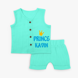 Celebrate "Prince" Themed Personalised Kids Jabla set - AQUA GREEN - 0 - 3 Months Old (Chest 9.8")
