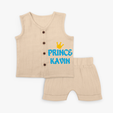 Celebrate "Prince" Themed Personalised Kids Jabla set - CREAM - 0 - 3 Months Old (Chest 9.8")
