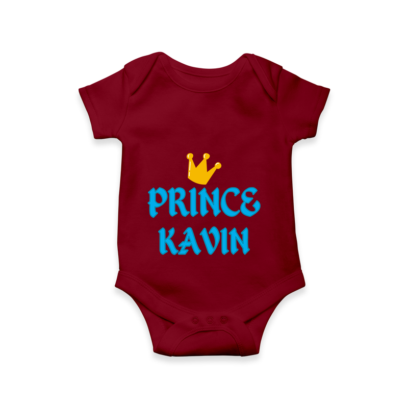 Celebrate "Prince" Themed Personalised Baby Rompers - MAROON - 0 - 3 Months Old (Chest 16")