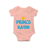 Celebrate "Prince" Themed Personalised Baby Rompers - PEACH - 0 - 3 Months Old (Chest 16")