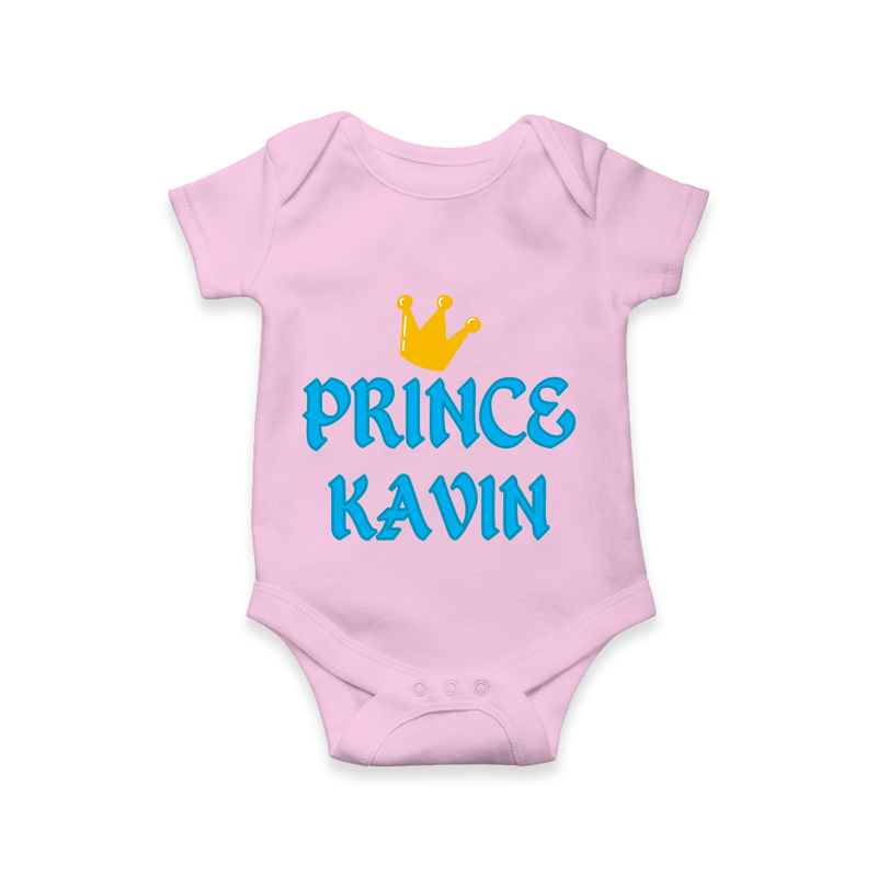 Celebrate "Prince" Themed Personalised Baby Rompers - PINK - 0 - 3 Months Old (Chest 16")