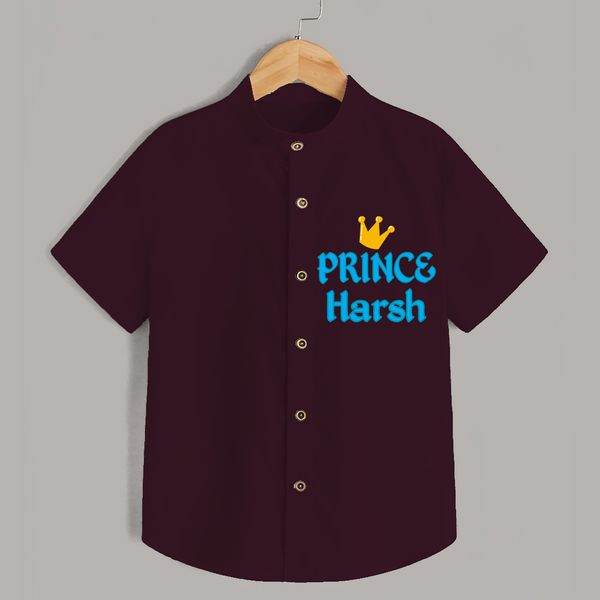 Celebrate "Prince" Themed Personalised Kids Shirt - MAROON - 0 - 6 Months Old (Chest 21")