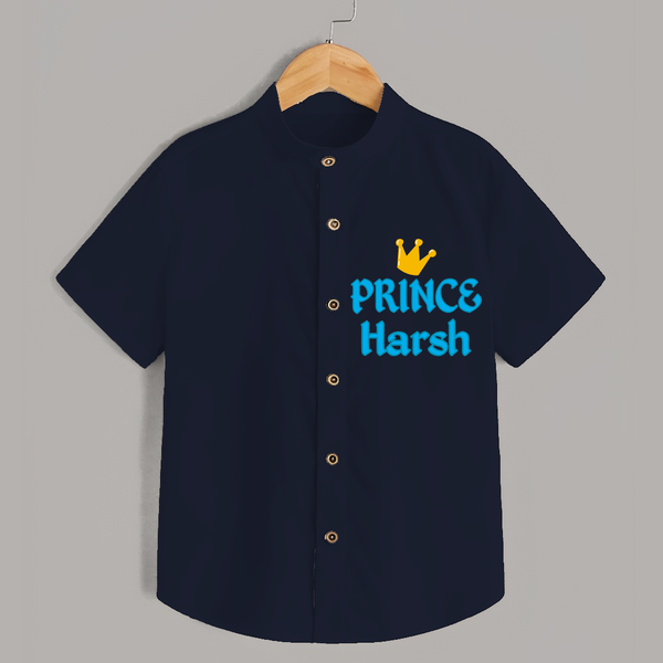 Celebrate "Prince" Themed Personalised Shirt for Kids - NAVY BLUE - 0 - 6 Months Old (Chest 21")