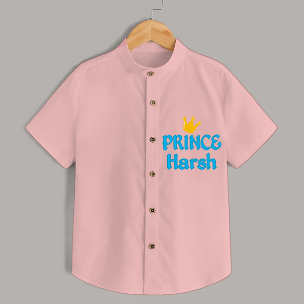 Celebrate "Prince" Themed Personalised Shirt for Kids - PEACH - 0 - 6 Months Old (Chest 21")
