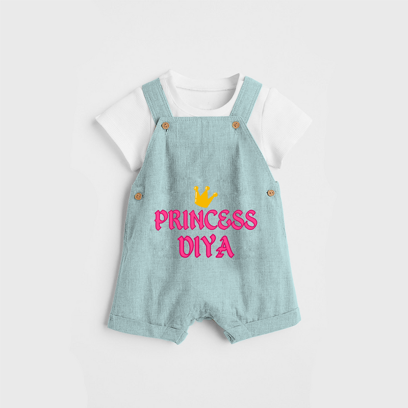 Celebrate "Princess" Themed Personalised Kids Dungaree - ARCTIC BLUE - 0 - 5 Months Old (Chest 18")