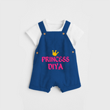 Celebrate "Princess" Themed Personalised Kids Dungaree - COBALT BLUE - 0 - 5 Months Old (Chest 18")