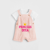 Celebrate "Princess" Themed Personalised Kids Dungaree - PEACH - 0 - 5 Months Old (Chest 18")