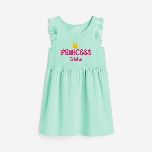 Celebrate "Princess" Themed Personalised Girls Frock - TEAL GREEN - 0 - 6 Months Old (Chest 18")