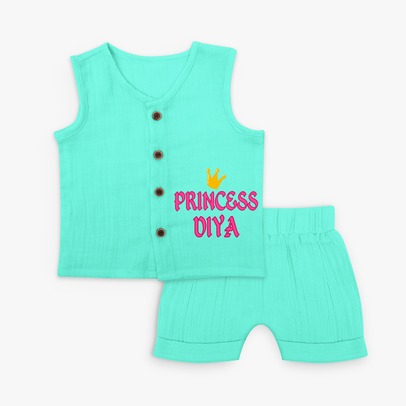 Celebrate "Princess" Themed Personalised Kids Jabla set - AQUA GREEN - 0 - 3 Months Old (Chest 9.8")