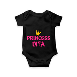 Celebrate "Princess" Themed Personalised Baby Rompers - BLACK - 0 - 3 Months Old (Chest 16")