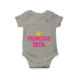 Celebrate "Princess" Themed Personalised Baby Rompers - GREY - 0 - 3 Months Old (Chest 16")