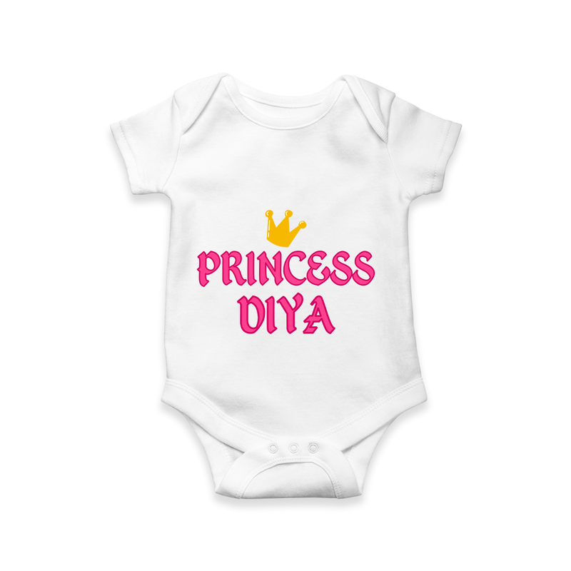 Celebrate "Princess" Themed Personalised Baby Rompers - WHITE - 0 - 3 Months Old (Chest 16")