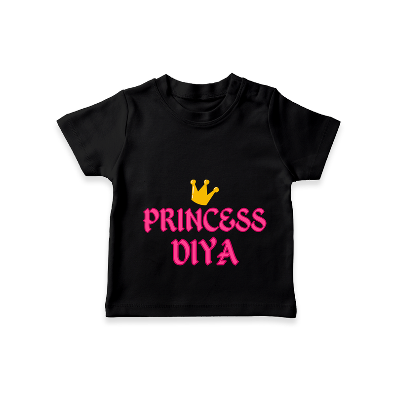Celebrate "Princess" Themed Personalised T-shirts - BLACK - 0 - 5 Months Old (Chest 17")