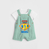 Celebrate "Super DAD" Themed Personalised Kids Dungaree - LIGHT GREEN - 0 - 5 Months Old (Chest 18")