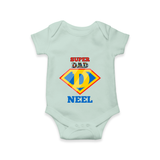 Celebrate "Super DAD" Themed Personalised Baby Rompers - MINT GREEN - 0 - 3 Months Old (Chest 16")