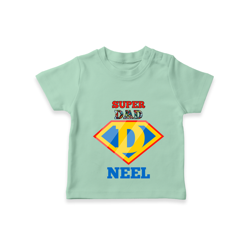Celebrate "Super DAD" Themed Personalised T-shirts - MINT GREEN - 0 - 5 Months Old (Chest 17")