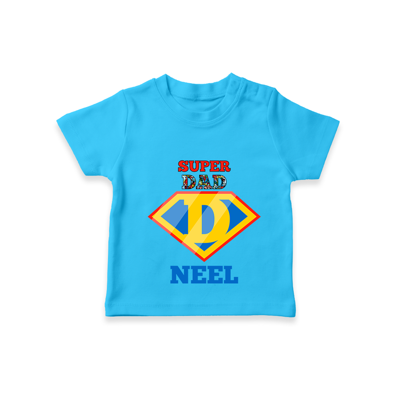 Celebrate "Super DAD" Themed Personalised T-shirts - SKY BLUE - 0 - 5 Months Old (Chest 17")