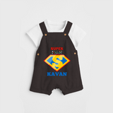 Celebrate "Super Son" Themed Personalised Kids Dungaree - CHOCOLATE BROWN - 0 - 5 Months Old (Chest 18")