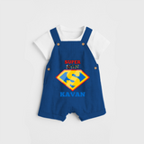 Celebrate "Super Son" Themed Personalised Kids Dungaree - COBALT BLUE - 0 - 5 Months Old (Chest 18")