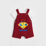 Celebrate "Super Son" Themed Personalised Kids Dungaree - RED - 0 - 5 Months Old (Chest 18")