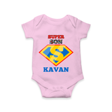 Celebrate "Super Son" Themed Personalised Baby Rompers - PINK - 0 - 3 Months Old (Chest 16")