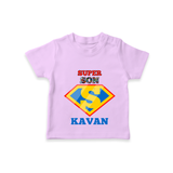 Celebrate "Super Son" Themed Personalised T-shirts - LILAC - 0 - 5 Months Old (Chest 17")