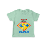 Celebrate "Super Son" Themed Personalised T-shirts - MINT GREEN - 0 - 5 Months Old (Chest 17")