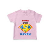 Celebrate "Super Son" Themed Personalised T-shirts - PINK - 0 - 5 Months Old (Chest 17")