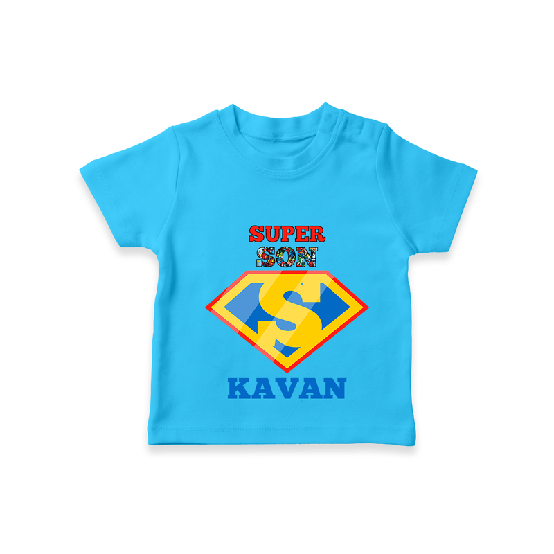 Celebrate "Super Son" Themed Personalised T-shirts - SKY BLUE - 0 - 5 Months Old (Chest 17")