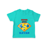 Celebrate "Super Son" Themed Personalised T-shirts - TEAL - 0 - 5 Months Old (Chest 17")