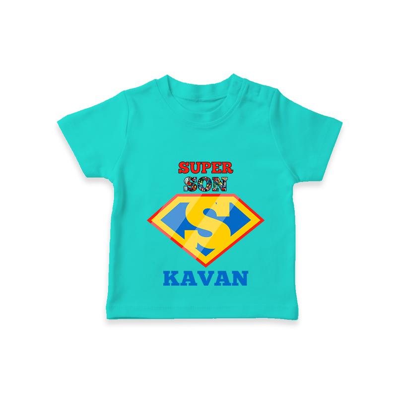 Celebrate "Super Son" Themed Personalised T-shirts - TEAL - 0 - 5 Months Old (Chest 17")