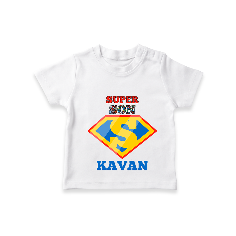 Celebrate "Super Son" Themed Personalised T-shirts - WHITE - 0 - 5 Months Old (Chest 17")
