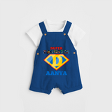 Celebrate "Super Daughter" Themed Personalised Kids Dungaree - COBALT BLUE - 0 - 5 Months Old (Chest 18")