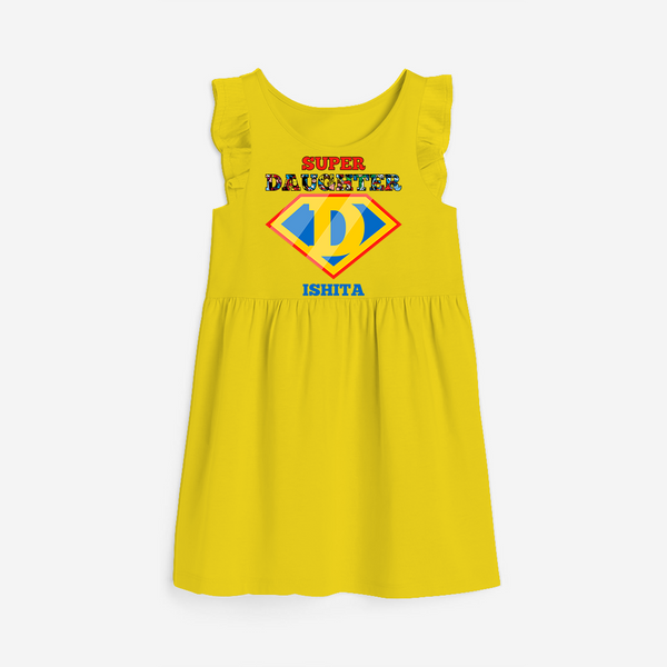 Celebrate "Super Daughter" Themed Personalised Girls Frock - YELLOW - 0 - 6 Months Old (Chest 18")
