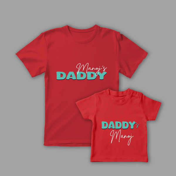Celebrate the Fathers' day with "Daddy's baby and Baby's Daddy" Combo Red T-shirts