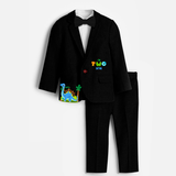 Second Year Dino Themed Customized Knitted Blazer With Name For Kids - BLACK - 1 Year Old (Blazer - Chest 23"/Pant Length 17"/Pant Waist 21")