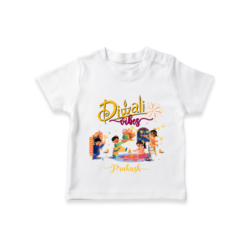 Diwali Vibes - Customized T-Shirt For Kids - WHITE - 0-5 Months Old (Chest 17")