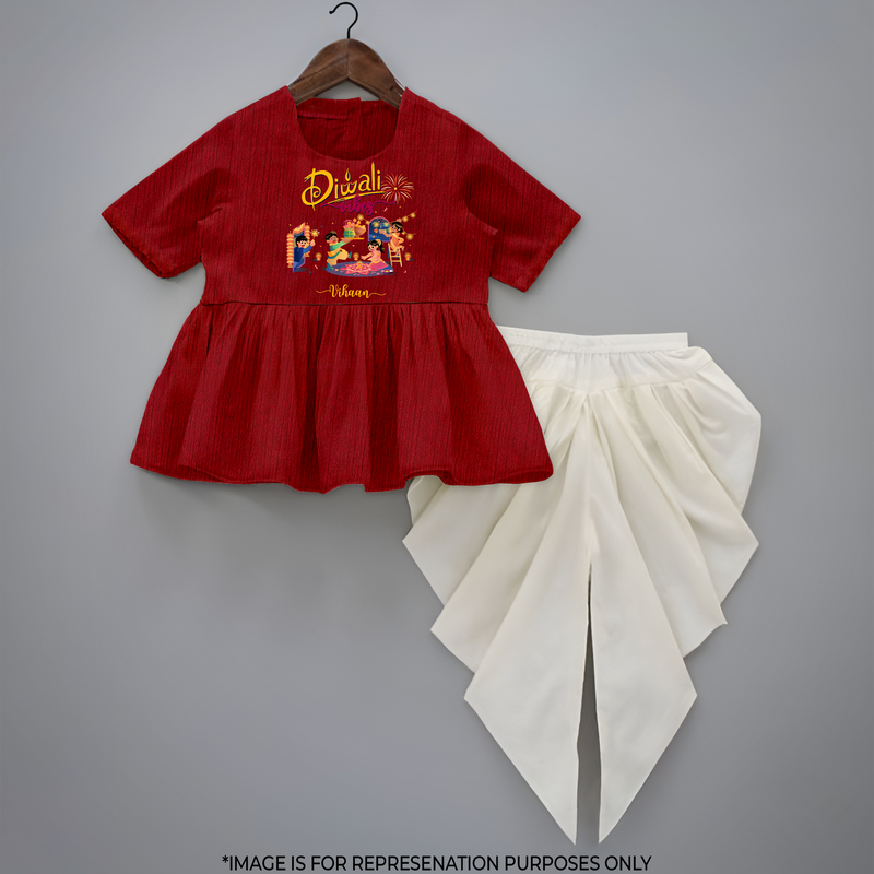 Diwali Vibes - Diwali Personalized Peplum top and Dhoti pant set for Girls