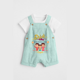 Diwali Vibes With Mummy And Papa - Customized Dungaree Set For Kids - ARCTIC BLUE - 0 - 5 Months Old (Chest 18")