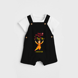 Cant Keep Calm Its Diwali - Customized Dungaree Set For Boys - BLACK - 0 - 5 Months Old (Chest 18")