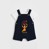 Cant Keep Calm Its Diwali - Customized Dungaree Set For Boys - NAVY BLUE - 0 - 5 Months Old (Chest 18")