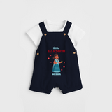 Little Lakshimi - Customized Dungaree Set For Kids - NAVY BLUE - 0 - 5 Months Old (Chest 18")