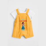 Little Lakshimi - Customized Dungaree Set For Kids - PASTEL YELLOW - 0 - 5 Months Old (Chest 18")