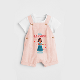 Little Lakshimi - Customized Dungaree Set For Kids - PEACH - 0 - 5 Months Old (Chest 18")